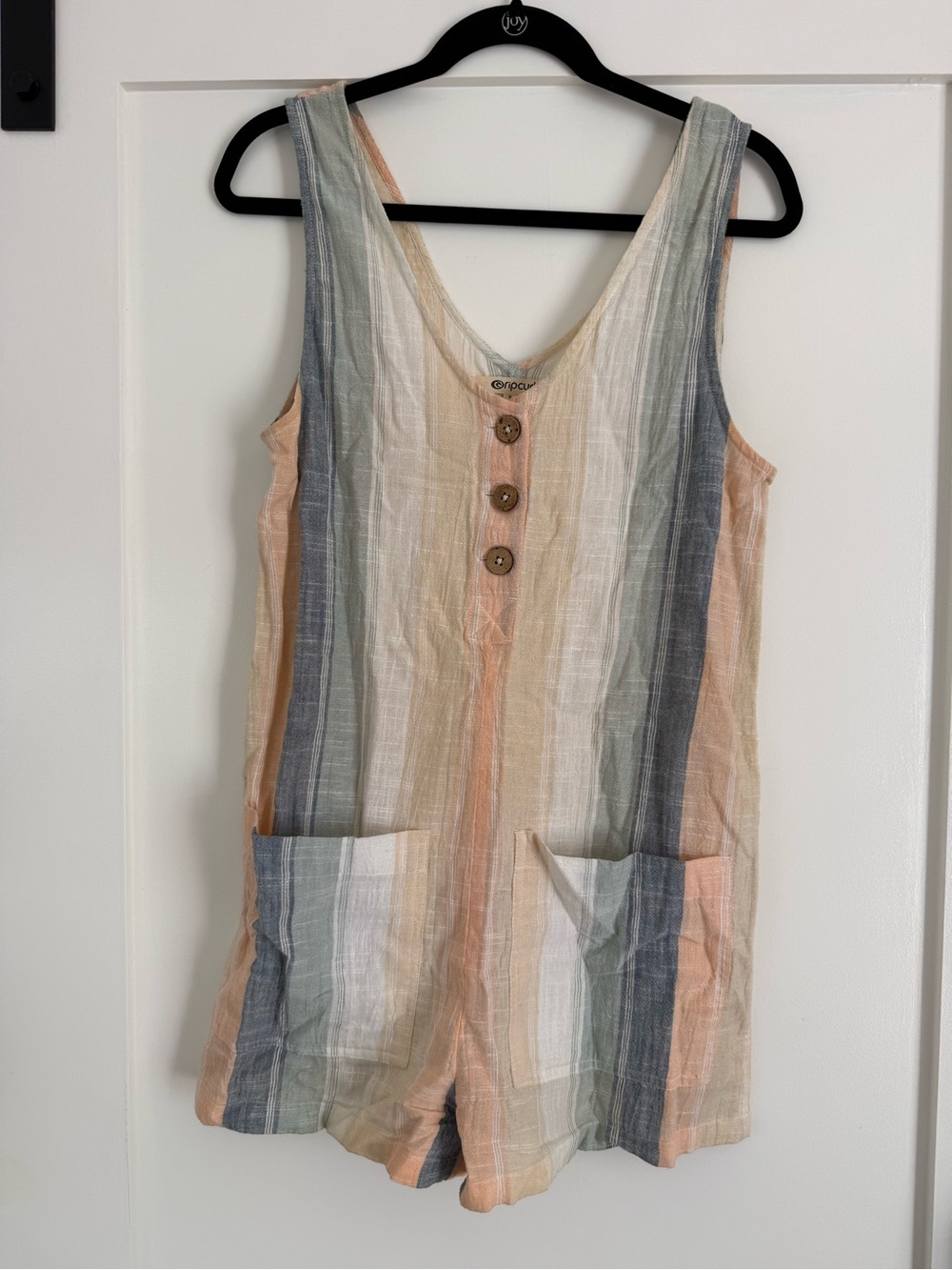 Lightweight Striped Peach & Blue Romper Shorts